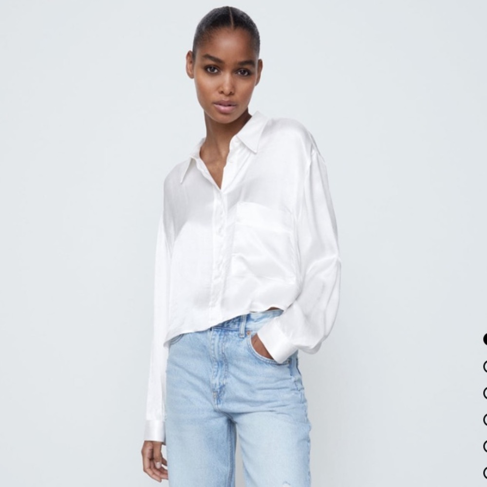 Zara Satin Shirt with Pocket